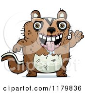 Cartoon Of A Waving Ugly Chipmunk Royalty Free Vector Clipart