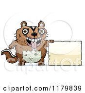 Cartoon Of An Ugly Chipmunk Standing By A Sign Royalty Free Vector Clipart