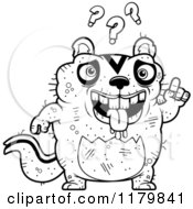 Cartoon Of A Black And White Confused Ugly Chipmunk Royalty Free Vector Clipart