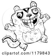Cartoon Of A Black And White Jumping Ugly Chipmunk Royalty Free Vector Clipart