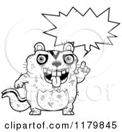Cartoon Of A Black And White Talking Ugly Chipmunk Royalty Free Vector Clipart