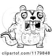 Cartoon Of A Black And White Depressed Ugly Chipmunk Royalty Free Vector Clipart