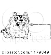 Poster, Art Print Of Black And White Ugly Chipmunk Standing By A Sign