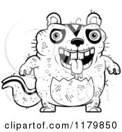 Cartoon Of A Black And White Drooling Ugly Chipmunk Royalty Free Vector Clipart
