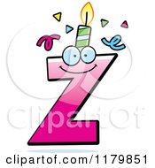 Cartoon Of A Pink Letter B Birthday Candle Mascot Royalty Free Vector Clipart