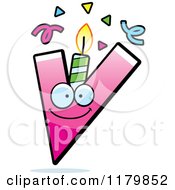 Poster, Art Print Of Pink Letter V Birthday Candle Mascot