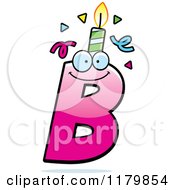 Poster, Art Print Of Pink Letter B Birthday Candle Mascot