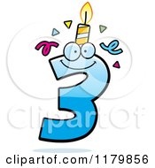 Poster, Art Print Of Blue Three Birthday Candle Mascot