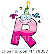 Poster, Art Print Of Pink Letter R Birthday Candle Mascot
