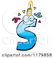 Poster, Art Print Of Blue Letter S Birthday Candle Mascot