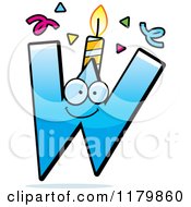 Poster, Art Print Of Blue Letter W Birthday Candle Mascot