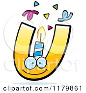 Poster, Art Print Of Yellow Letter U Birthday Candle Mascot
