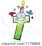 Poster, Art Print Of Green Letter T Birthday Candle Mascot