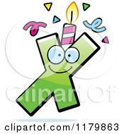 Poster, Art Print Of Green Letter X Birthday Candle Mascot