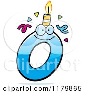 Poster, Art Print Of Blue Letter O Birthday Candle Mascot