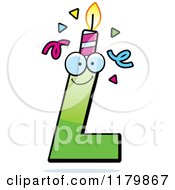 Poster, Art Print Of Green Letter L Birthday Candle Mascot