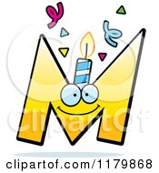 Poster, Art Print Of Yellow Letter M Birthday Candle Mascot