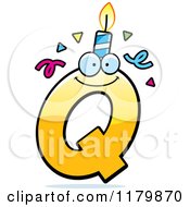 Poster, Art Print Of Yellow Letter Q Birthday Candle Mascot