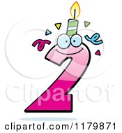 Cartoon Of A Pink Two Birthday Candle Mascot Royalty Free Vector Clipart