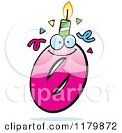 Cartoon Of A Pink Zero Birthday Candle Mascot Royalty Free Vector Clipart