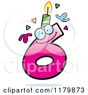 Poster, Art Print Of Pink Six Birthday Candle Mascot