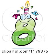 Poster, Art Print Of Green Eight Birthday Candle Mascot