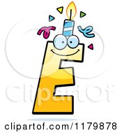 Poster, Art Print Of Yellow Letter E Birthday Candle Mascot