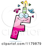 Cartoon Of A Pink Letter F Birthday Candle Mascot Royalty Free Vector Clipart