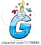 Poster, Art Print Of Blue Letter G Birthday Candle Mascot