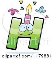 Poster, Art Print Of Green Letter H Birthday Candle Mascot