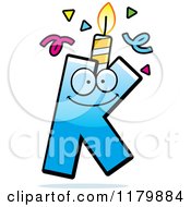 Poster, Art Print Of Blue Letter K Birthday Candle Mascot