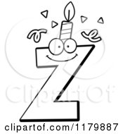 Cartoon Of A Black And White Letter Z Birthday Candle Mascot Royalty Free Vector Clipart