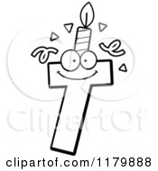 Cartoon Of A Black And White Letter T Birthday Candle Mascot Royalty Free Vector Clipart