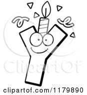 Cartoon Of A Black And White Letter Y Birthday Candle Mascot Royalty Free Vector Clipart