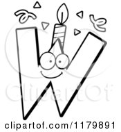 Cartoon Of A Black And White Letter W Birthday Candle Mascot Royalty Free Vector Clipart