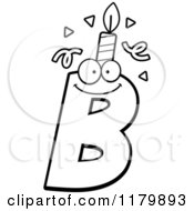 Cartoon Of A Black And White Letter B Birthday Candle Mascot Royalty Free Vector Clipart