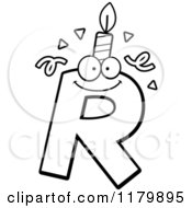 Poster, Art Print Of Black And White Letter R Birthday Candle Mascot