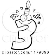 Cartoon Of A Black And White Three Birthday Candle Mascot Royalty Free Vector Clipart