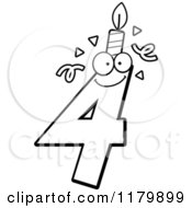 Cartoon Of A Black And White Four Birthday Candle Mascot Royalty Free Vector Clipart