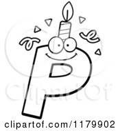 Cartoon Of A Black And White Letter P Birthday Candle Mascot Royalty Free Vector Clipart