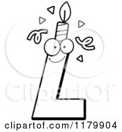 Cartoon Of A Black And White Letter L Birthday Candle Mascot Royalty Free Vector Clipart