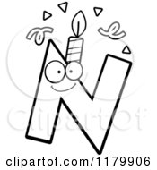 Poster, Art Print Of Black And White Letter N Birthday Candle Mascot