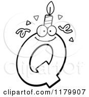 Cartoon Of A Black And White Letter Q Birthday Candle Mascot Royalty Free Vector Clipart