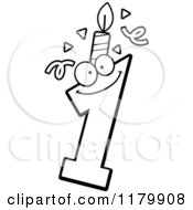 Poster, Art Print Of Black And White One Birthday Candle Mascot