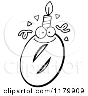 Cartoon Of A Black And White Zero Birthday Candle Mascot Royalty Free Vector Clipart