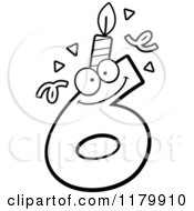 Cartoon Of A Black And White Six Birthday Candle Mascot Royalty Free Vector Clipart
