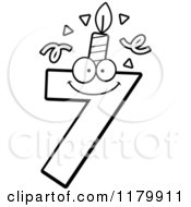 Cartoon Of A Black And White Seven Birthday Candle Mascot Royalty Free Vector Clipart