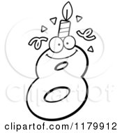 Poster, Art Print Of Black And White Eight Birthday Candle Mascot