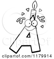 Cartoon Of A Black And White Letter A Birthday Candle Mascot Royalty Free Vector Clipart