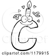 Cartoon Of A Black And White Letter C Birthday Candle Mascot Royalty Free Vector Clipart